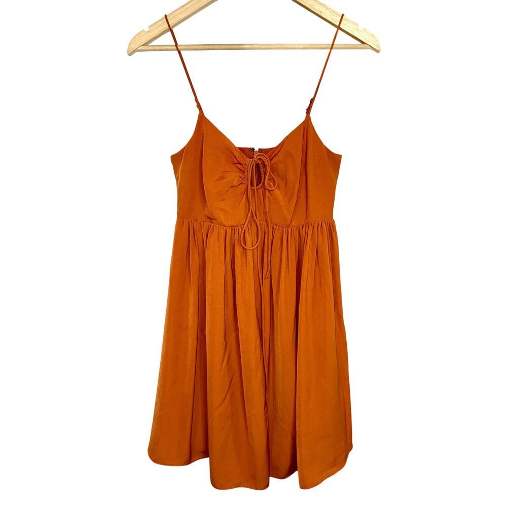 Abercrombie & Fitch Orange Lace Up V-Neck Sleeveless Mini Dress Womens Size S